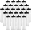 50 Strong Bulk Clear Water Bottles, 24 Pack Sports Bottle, 22 Oz. Bpa-Free Easy Open with Pull Top Cap, Made in USA, Reusable Plastic Water Bottles for Adults & Kids, Top Rack Dishwasher Safe
