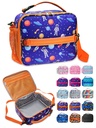 Comfitime Lunch Bag for Kids – Insulated Lunch Box for Girls and Boys, Cute Reusable Cooler Bag with Zipper Pockets, Bottle Holder, Padded Handles and Shoulder Strap (Blue Space)
