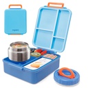 Caperci Bento Lunch Box for Kids with Thermos - Leakproof 4-Compartment Lunch Food Containers for Kids and Teens, Two Temperature Zones, Versatile (Blue)