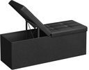 SONGMICS 43" Folding Storage Ottoman Bench Ottoman with Storage Leather Footrest Padded Footstool Black