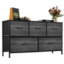Dresser Storage Bin for Bedroom with 5 Drawers, Wood Grain Organizer Drawer Unit, Long Wide Chest for Living Room, Closet, Hallway, Nursery