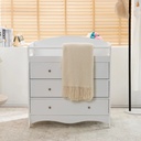3-Drawer Changing Table Dresser, Infant Diaper Changing Station with Safety Rail and Strap, Wooden Storage Cabinet Nursing Table, Easy Assembly, White