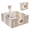 Arlopu Foldable Baby Playpen, 14-Panel Baby Fence Kids Activity Center Safety Play Yard with Game Panel, Gate and Basketball Hoop, Indoor Outdoor Use