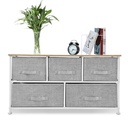 Bigroof Modern 5 Drawer Dresser Storage Tower, Fabric Organizer for Clothing Wide Dressers Bedroom Funiture Chest of Drawers Steel Frame Light Grey