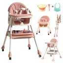 HAOUUCYIN 4-In-1 Baby High Chair Portable Dining Chairs Eat & Play with Five-Point, Double-Layer Dinner Plate and Toy Rack, 9.48 Lbs, Pink
