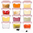 12 Pack 6Oz Glass Baby Food Storage Containers with Lids,Reusable Snack Jars for Toddlers,Microwave & Dishwasher Safe