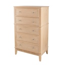 Benjara 46 Inch Tall Dresser Chest, Pine Wood, 5 Drawers, Textured Natural Brown