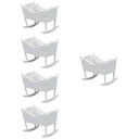 Small Cradle Adorable Dolly House Mini Baby Infant Bassinet Model Wooden White 5 Pc