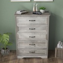 Dresser for Bedroom with 5 Drawers, Tall Wood Drawer Dresser Chest of Drawers for Closet, Living Room, Hallway, Nursery, Kids Bedroom, Grey