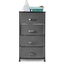 Bigroof Dresser Storage Organizer, Fabric Drawers Closet Shelves for Bedroom Bathroom Laundry Steel Frame Wood Top with Fabric Bins for Clothing Blankets Plush Toy (Dark Grey-4 Drawers)