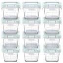 Glass Baby Food Storage Containers, 12 Pack 5 Oz Small Glass Jars with Graduated Scale, Baby Food Storage Jars with Snap Locking Lids, Food Containers Friendly in Microwave, Oven, Freezer, Dishwasher