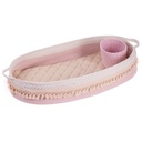 Baby Changing Basket, Handmade Woven Cotton Rope Moses Basket, Changing Table Topper with Mattress Pad(Beige&Pink)