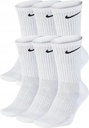 Nikedri-Fit Unisex Everyday Cotton Cushioned Crew Training Socks Technology (Pack of 6 Pairs), White, Large