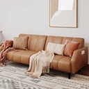 BLAZANT Leather Loveseat Sofa Bed, 78“ Queen Futon Set, Adjustable Sofa Backrest, Sleeper Sofa Couch, Modern Decor Love Seat Couches, Tufted Upholstered Couch for Living Room, Bedroom, Orange