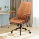 Home Office Desk Chair, Brown Leather Swivel Ergonomic Computer Executive Task Chair with Adjustable Racing Chair Armrest for Study Room, Max 400Lbs