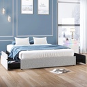 Ijuicy Full Size Linen Upholstered Bed Frame with 4 Storage Drawers, Platform Bed without Headboard, Solid Wooden Slats & Iron Supports, Noise Reduction, No Box Spring Needed - Light Grey