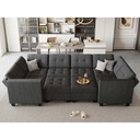Belffin Storage Modular Sleeper Sofa Bed with Reversible Chaise Apartment 8 Seat Dark Grey