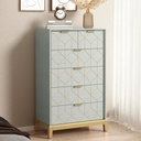 HLR 6 Drawer Wood Large Dresser for Bedroom, All Age Modern Chest of Drawers with Gold Trim , Green