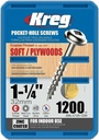 Pocket Screws - 1-1/4'', 8 Coarse, Washer-Head, 1200Ct