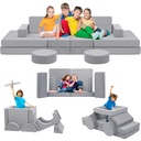 22Pcs Modular Kids Play Couch Sofa,Convertible Couch Building Fort for Girls and Boys,Creative Sectional Toddler Couch Play Set, Fold Out Foam Baby Sofa for Playroom,Bedroom,Nursery