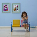 Walsport Kid'S Chair 2 Seat Bench Boys & Girls Colorful Metal Waiting Chair for Hallway Kindergarten Yellow & Pink