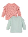 Little Star Organic Toddler Girl 2Pk Long Sleeve Pull over Sweatshirt, Size 12M-5T