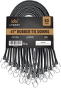 50 Packs Rubber Bungee Cords W/Hooks I 41 Inch, 62" Max Stretch I Heavy-Duty Black Tie down Straps for Outdoor, Tarp Covers, Canvas Canopies, Motorcycle, and Cargo