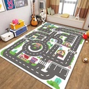 Road Map Activity Rug, Bright and Clear City Life Scenes Traffic Game Play Mat Thick Nonslip Carpet for Kids' S Room, Playroom