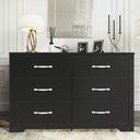 HONGGE Double Dressers, Chest of 6 Drawers, Black