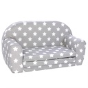 DELSIT Toddler Couch & Kids Sofa - European Made Children'S 2 in 1 Flip Open Foam Double Sofa - Kids Folding Sofa, Kids Couch - Comfy Fold Out Lounge (Gray with Stars)