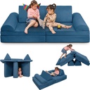 Tolead 6 Pcs Play Couch for Kids Imaginative Furniture, Toddlers, Large, Navy Blue