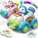 Beefunni Unicorn Toys for Girls Age 3-6, 2 Pack Remote Control Car for Tollders, RC Cars with LED Lights, Music & Sound, Christmas Birthday Gift for Kids (Pink and Blue)