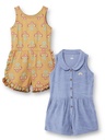 Little Star Organic Toddler Girls 2 Pack Rompers, Size 12M-5T