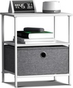 Sorbus White End-Table Nightstand with 1 Drawer and 2 Shelves - Wood/Fabric Finish