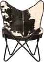 SAINTSTAG White & Black Hair-On Leather Butterfly Chair with Black Metal Stand - Luxury Seating