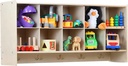 RRI Goods Wall Cubby Storage Organizer with Hooks, Natural Wooden Hanging Wall Organizer Shelf