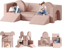 Modular Kids Play Couch 13Pcs, Kids Sofa with Climbing Slope, Toddler Couch Kids Couch for Fortplay Bedroom and Playroom, Toddler Couches Fold Out for Boys and Girls, Convertible Foam Couch for Kids