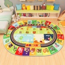 AKASISRUG ABC Kids Rug Oval 3.3'×5' Educational Playmat Rug Carpet, Alphabet Animal Number Month Season Faux Wool Early Learning Rug for Playroom Game Area Playmat for Tummy Time