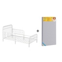 Little Seeds Monarch Hill Ivy Metal Toddler Bed and Safety 1St Grow with Me 2-In-1 Baby & Toddler Mattress, off White