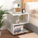 Modern White Two-Tier Shelves Nightstand Mini Side Table Living Room Storage for Small Spaces