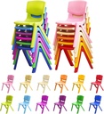 12Pcs Stackable School Chairs, Linor Colorful Kids Plastic Chair for Toddlers with 12'' Seat, Kids Flexible Seating for Classroom Elementary, School, Daycare, Outdoor, Classroom Furniture