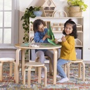Guidecraft Kids' Nordic Table and Chairs Set - Natural: Wood round Classroom and Playroom Toddler Activity Table with 4 Stools
