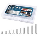 409 Pcs Stainless Steel M4 Hex Button Head Socket Cap Bolt Assortment Kit/Screws, Nuts & Washers Set, M4 X 5/6/8/10/12/14/16/18/20/30Mm, Reusable Storage Case with Adjustable Dividers
