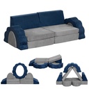 Kids Couch 10PCS, Foam Play Couch for Boys & Girls, Multifunctional Toddler Couch for Playroom, Grey & Blue