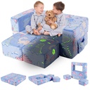 Pirecart Kids Couch Sofa Convertible Modular Toddler Couch Dinosaur Glow in Dark with Washable Cover