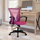 Pink Office Chair Ergonomic Desk Chair W/Comfortable Seat Lumbar Support, Adjustable Mid Back Rolling Task Mesh Computer Chairs for Women