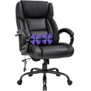 Big & Tall Office Chair Heavy Duty 500LBS Wide Seat Massage Computer Desk Chair with Lumbar Support Armrest, High Back PU Leather Swivel Task Chair for Adults, Black