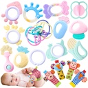 Sixwipe 16PCS Baby Rattles 0-6 Months, Baby Wrist Rattles & Foot Finders Sock, Newborn Hand and Foot Rattles/Teething Toy, Educational Development Infant Toys, Baby Toy Socks and Baby Wrist Rattles