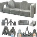 13 Pcs Toddler Sofa for Kids, Linor Modular Kids Couch for Playroom, Kids Play Couch for Toddlers 1-3, Kids Sofa Couch, Kids Modular Play Couch, Grey