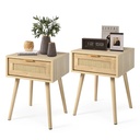 LAZZO Nightstands Set of 2 with 2 Drawers , Natural Oak